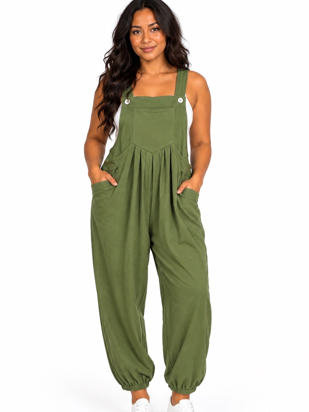 Halara Pockets Waffle Casual Jogger Overalls- Green